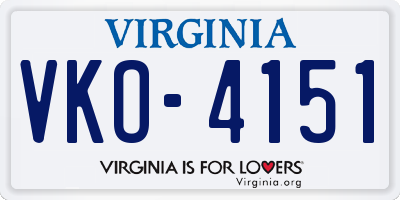 VA license plate VKO4151