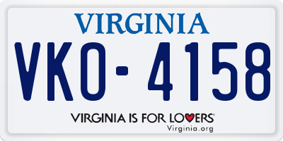 VA license plate VKO4158