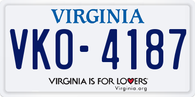 VA license plate VKO4187