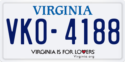VA license plate VKO4188