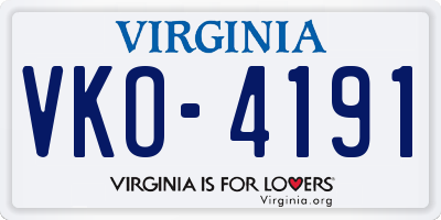 VA license plate VKO4191