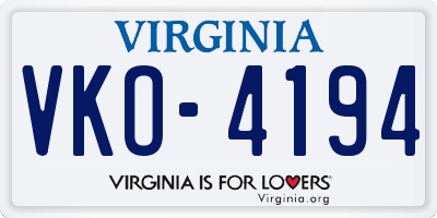 VA license plate VKO4194