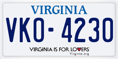 VA license plate VKO4230