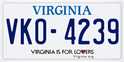 VA license plate VKO4239