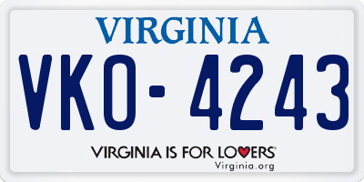 VA license plate VKO4243