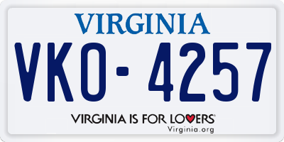 VA license plate VKO4257