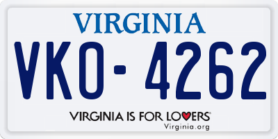 VA license plate VKO4262