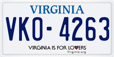 VA license plate VKO4263