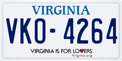 VA license plate VKO4264