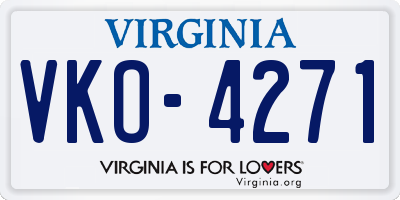 VA license plate VKO4271