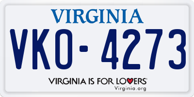 VA license plate VKO4273