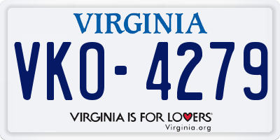 VA license plate VKO4279