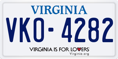 VA license plate VKO4282