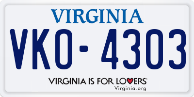 VA license plate VKO4303