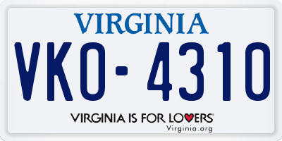 VA license plate VKO4310