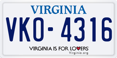 VA license plate VKO4316