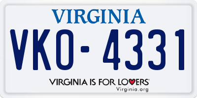 VA license plate VKO4331