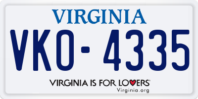 VA license plate VKO4335
