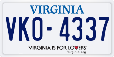 VA license plate VKO4337