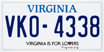 VA license plate VKO4338