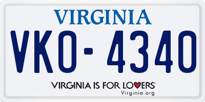 VA license plate VKO4340