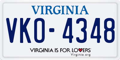 VA license plate VKO4348