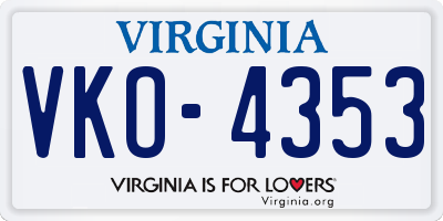 VA license plate VKO4353