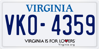 VA license plate VKO4359