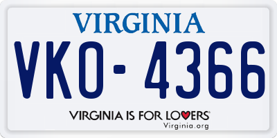 VA license plate VKO4366