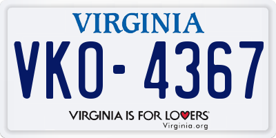 VA license plate VKO4367