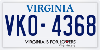 VA license plate VKO4368
