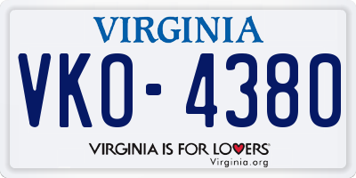 VA license plate VKO4380