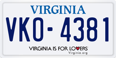 VA license plate VKO4381