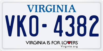 VA license plate VKO4382