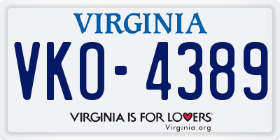 VA license plate VKO4389