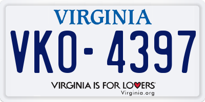 VA license plate VKO4397