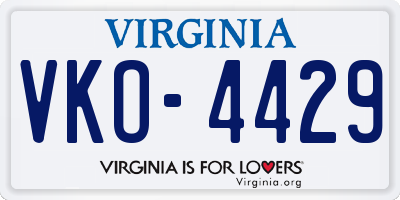 VA license plate VKO4429