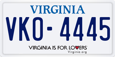 VA license plate VKO4445