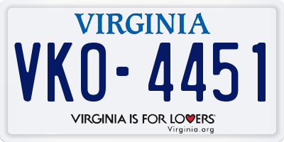 VA license plate VKO4451
