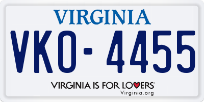 VA license plate VKO4455