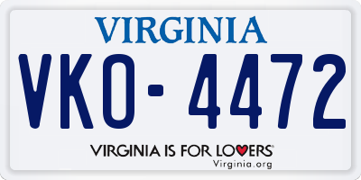VA license plate VKO4472