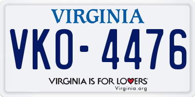 VA license plate VKO4476