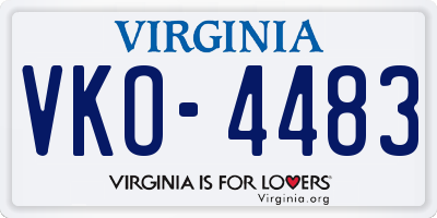 VA license plate VKO4483