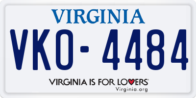 VA license plate VKO4484