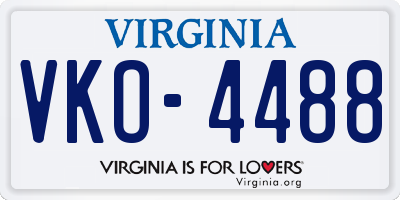 VA license plate VKO4488