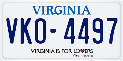 VA license plate VKO4497