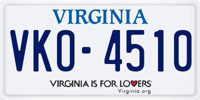 VA license plate VKO4510