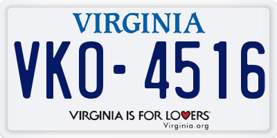 VA license plate VKO4516