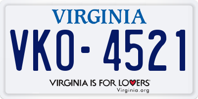 VA license plate VKO4521