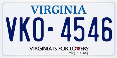 VA license plate VKO4546